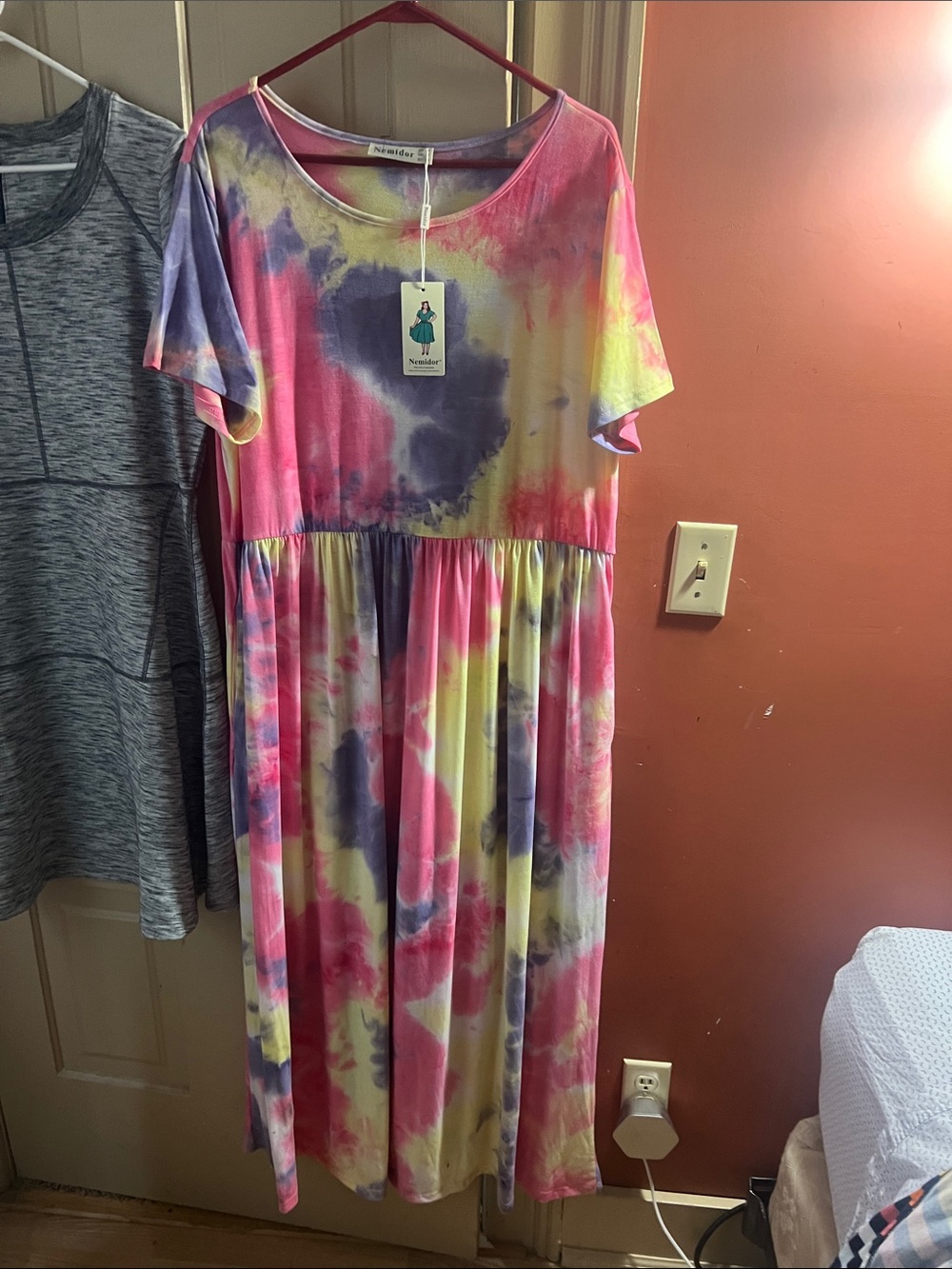 Tie-Dye Maxi Dress in Pink, Yellow & Purple plus 22
